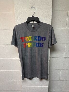 American Apparel Grey Crewneck Tee with Rainbow Print